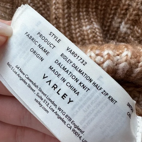 VARLEY‎ SIZE M MEDIUM Ridley Dalmation Half-Zip Pullover SWEATER golden bronze - Picture 7 of 7